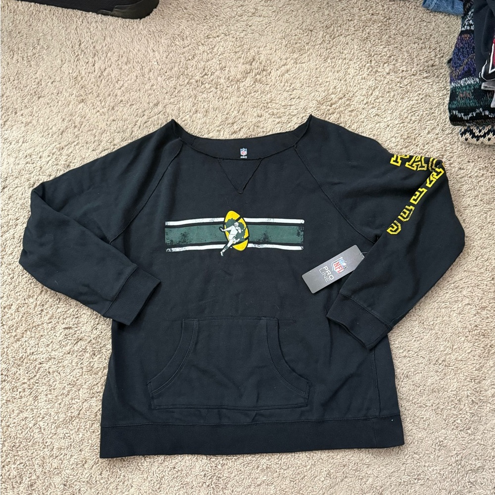 NFL Packers Black Sweatshirt with Green and Yellow Logo